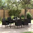 vidaXL Garden Dining Set 7 pcs Black Poly Rattan