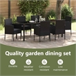 vidaXL Garden Dining Set 7 pcs Black Poly Rattan