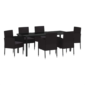 vidaXL Garden Dining Set 7 pcs Black Poly Rattan