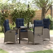 vidaXL Garden Dining Set 5 pcs Grey and Black Rattan