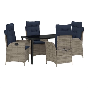 vidaXL Garden Dining Set 5 pcs Grey and Black Rattan