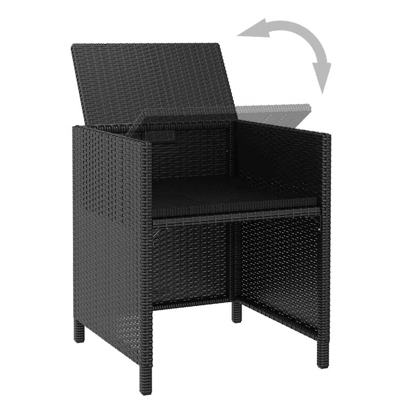 vidaXL 5 Piece Patio Dining Set Poly Rattan and Acacia Wood Black