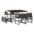 vidaXL 9 Piece Garden Dining Set with Cushions Black Poly Rattan