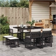 vidaXL Garden Dining Set Black/Cream White Poly Rattan Medium Foldable