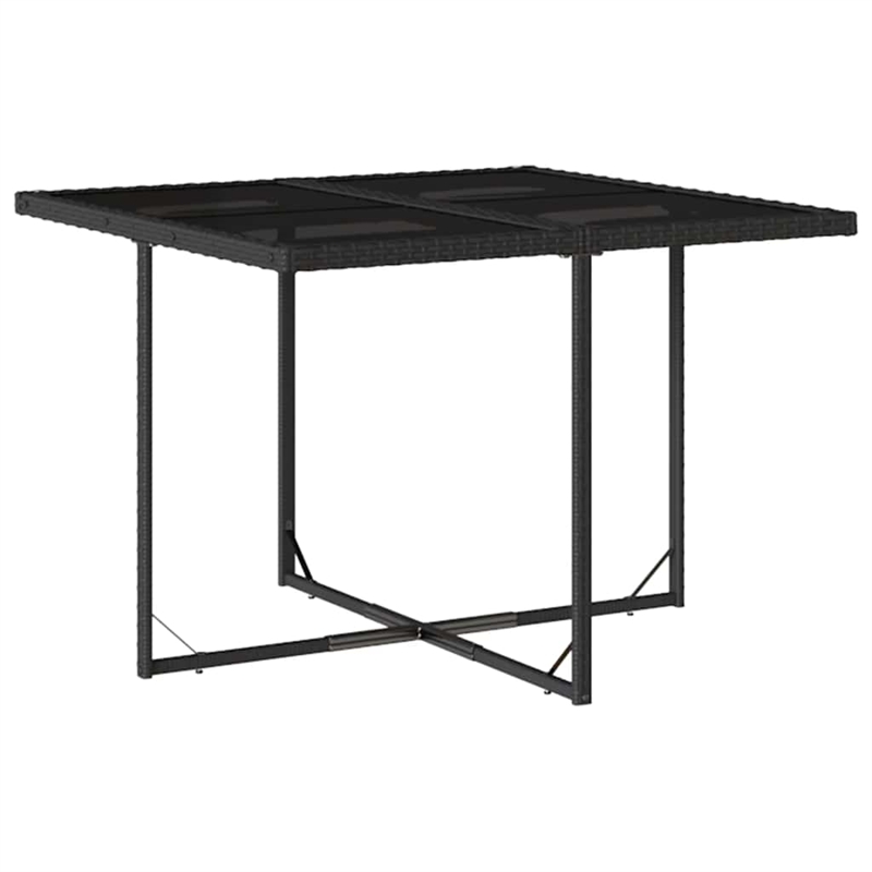 vidaXL Garden Dining Set Black/Cream White Poly Rattan Medium Foldable