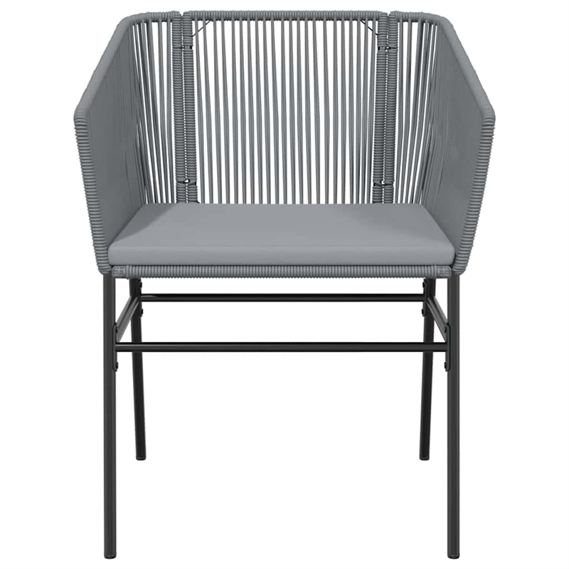 vidaXL 3 Piece Patio Dining Set with Cushions Gray Poly Rattan Glass