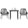 vidaXL 3 Piece Patio Dining Set with Cushions Black Poly Rattan Glass