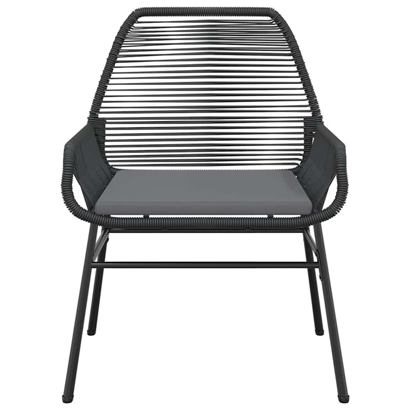 vidaXL 3 Piece Patio Dining Set with Cushions Black Poly Rattan Glass