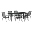 vidaXL Garden Dining Set 7 pcs Black Powder-Coated Steel