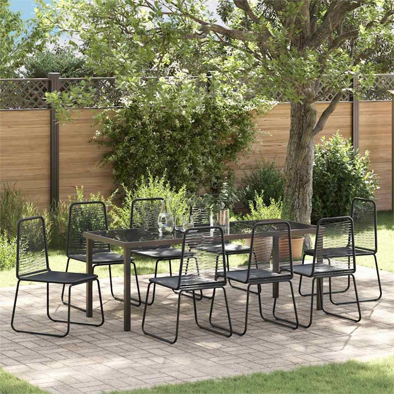 vidaXL Garden Dining Set 9 pcs Black Powder-Coated Steel