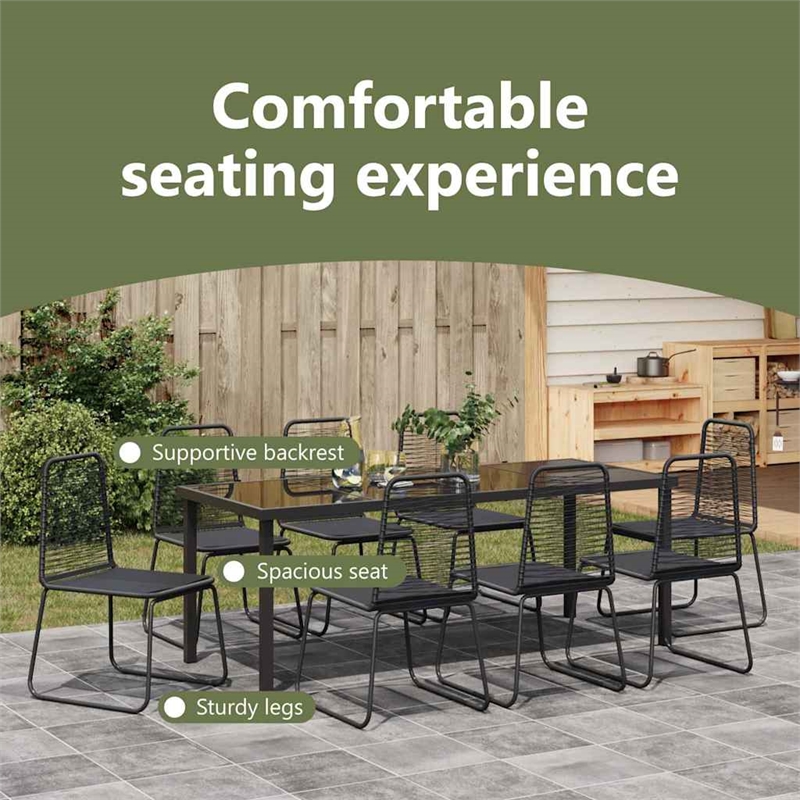 vidaXL Garden Dining Set 9 pcs Black Powder-Coated Steel