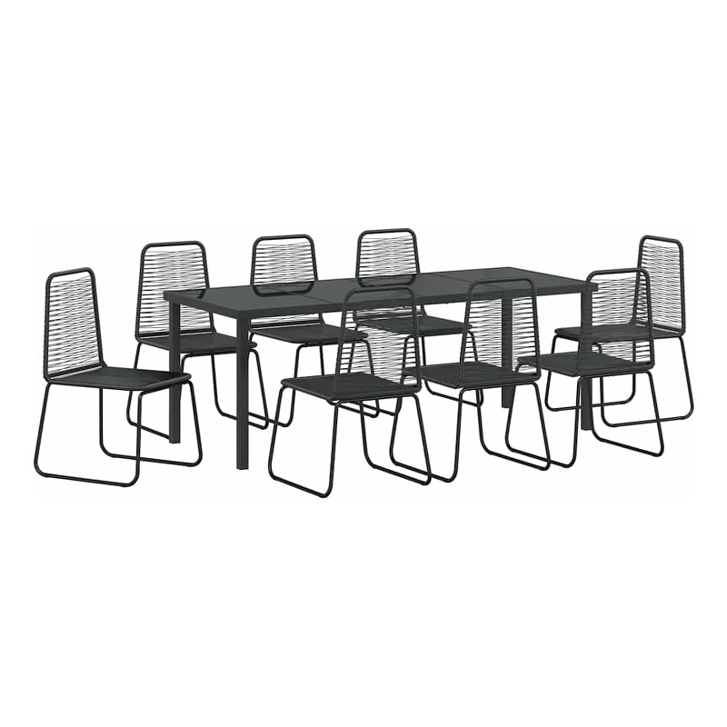 vidaXL Garden Dining Set 9 pcs Black Powder-Coated Steel