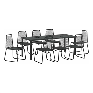vidaXL Garden Dining Set 9 pcs Black Powder-Coated Steel