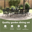 vidaXL Garden Dining Set 9 pcs Black Powder-Coated Steel