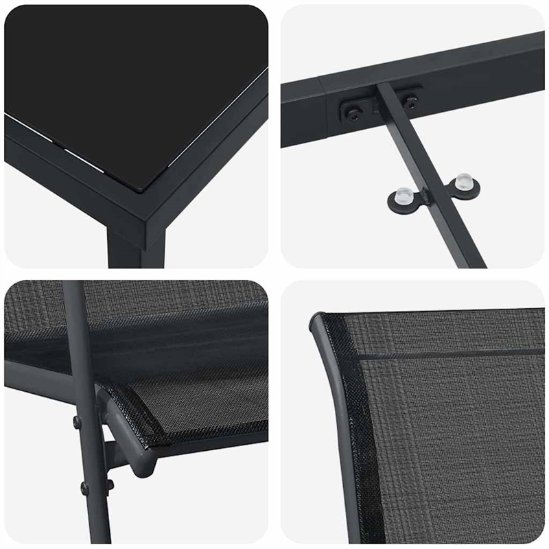 vidaXL Garden Dining Set 9 pcs Black Powder-Coated Steel