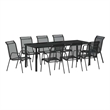 vidaXL Garden Dining Set 9 pcs Black Powder-Coated Steel
