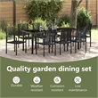 vidaXL Garden Dining Set 9 pcs Black Powder-Coated Steel