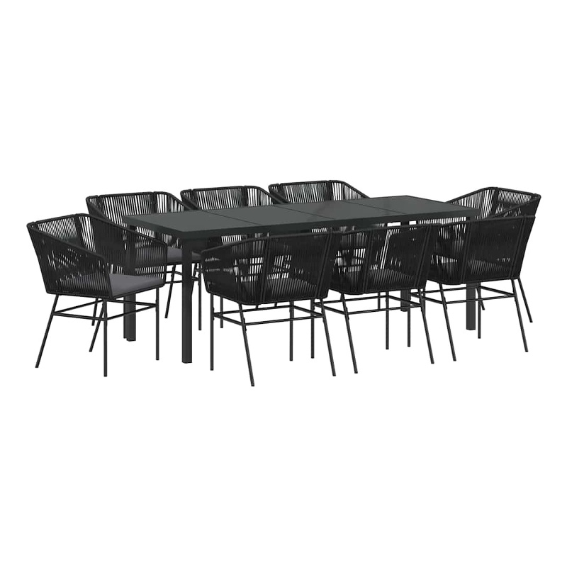 vidaXL Garden Dining Set 9 pcs Black Powder-Coated Steel