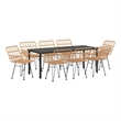 vidaXL Garden Dining Set 9 pcs Brown Powder-Coated Steel
