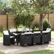 vidaXL Garden Dining Set 9 pcs Black Poly Rattan