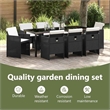 vidaXL Garden Dining Set 9 pcs Black Poly Rattan