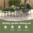 vidaXL Garden Dining Set 7 pcs Black Powder-Coated Steel