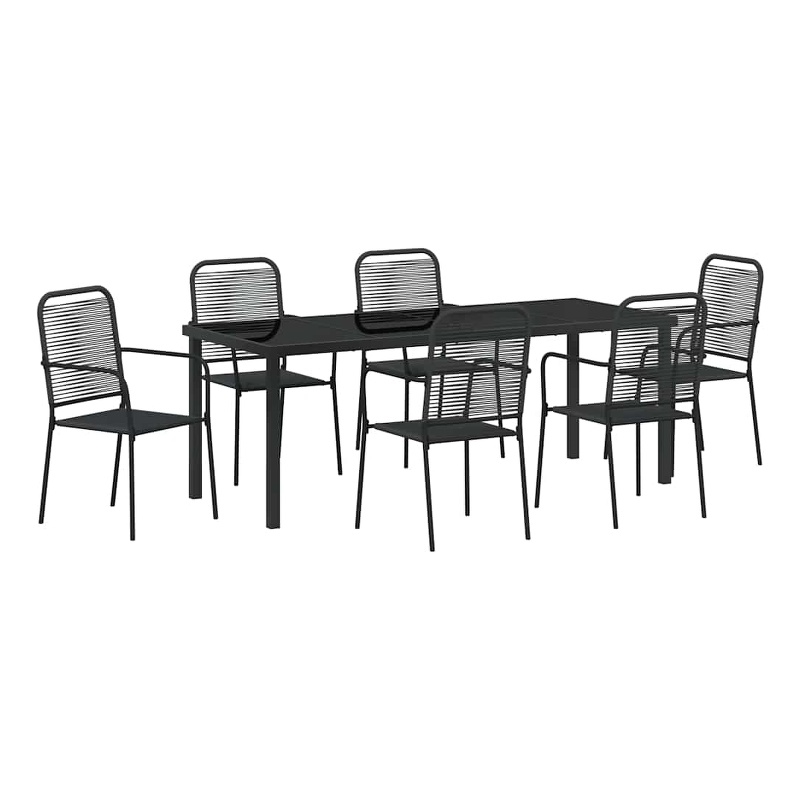 vidaXL Garden Dining Set 7 pcs Black Powder-Coated Steel