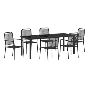 vidaXL Garden Dining Set 7 pcs Black Powder-Coated Steel