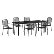 vidaXL Garden Dining Set 7 pcs Black Powder-Coated Steel