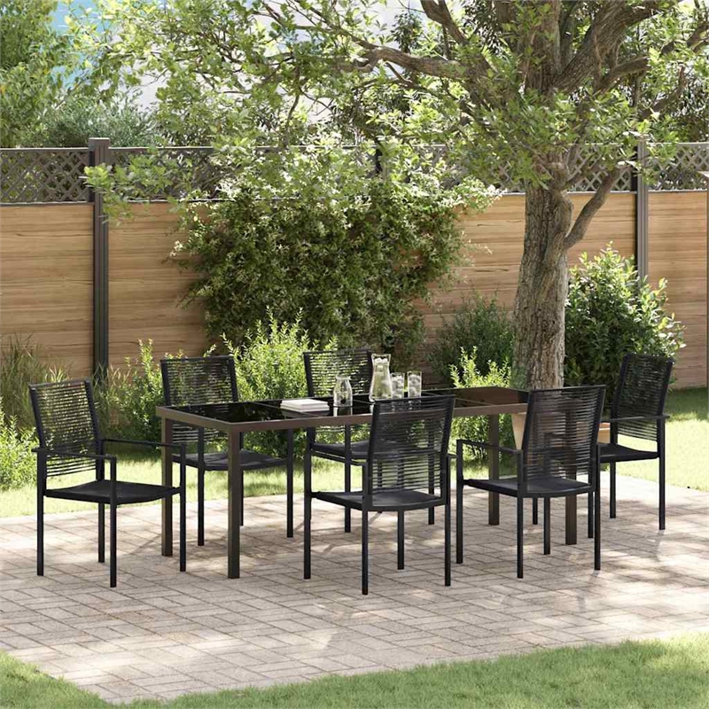 vidaXL Garden Dining Set 7 pcs Black Powder-Coated Steel
