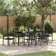 vidaXL Garden Dining Set 7 pcs Black Powder-Coated Steel