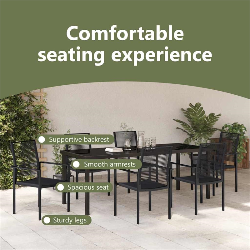 vidaXL Garden Dining Set 7 pcs Black Powder-Coated Steel
