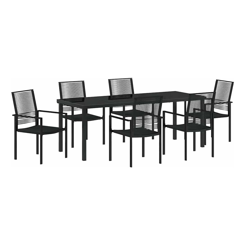vidaXL Garden Dining Set 7 pcs Black Powder-Coated Steel