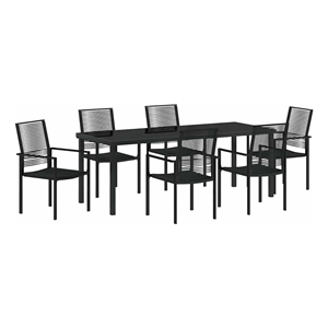 vidaXL Garden Dining Set 7 pcs Black Powder-Coated Steel