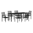 vidaXL Garden Dining Set 7 pcs Black Powder-Coated Steel