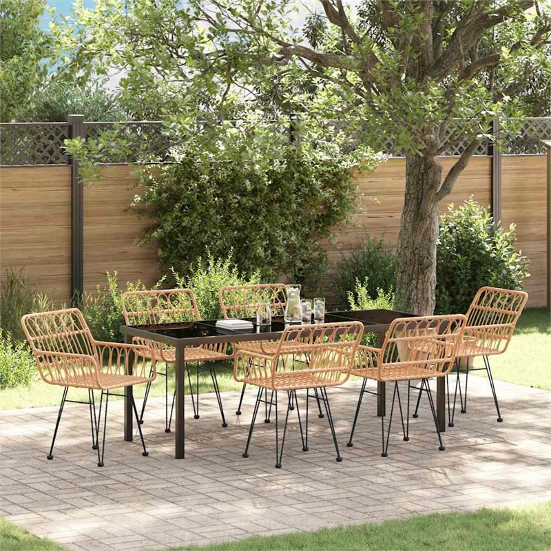 vidaXL Garden Dining Set 7 pcs Brown Powder-Coated Steel