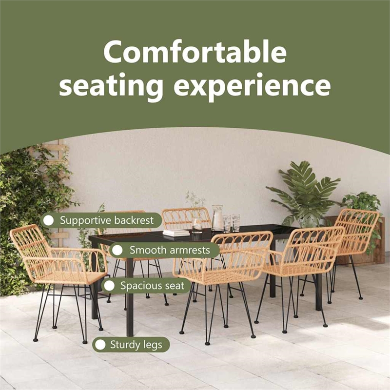 vidaXL Garden Dining Set 7 pcs Brown Powder-Coated Steel