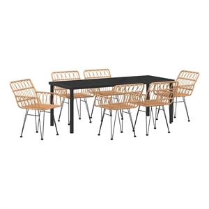 vidaXL Garden Dining Set 7 pcs Brown Powder-Coated Steel