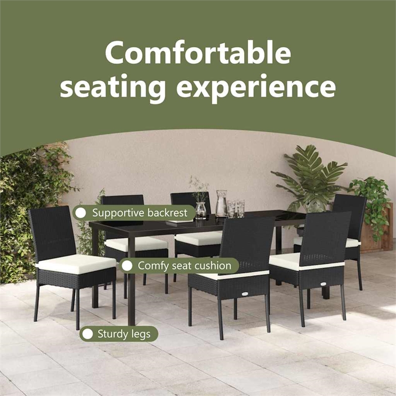 vidaXL Garden Dining Set 7 pcs Black Powder-Coated Steel