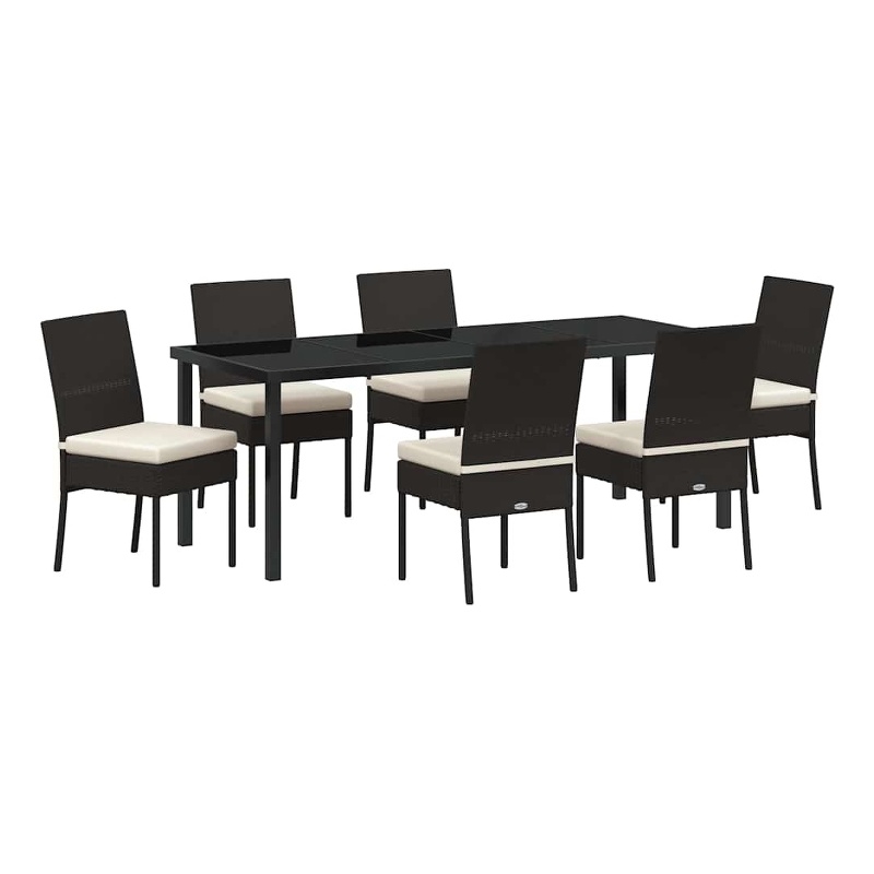 vidaXL Garden Dining Set 7 pcs Black Powder-Coated Steel