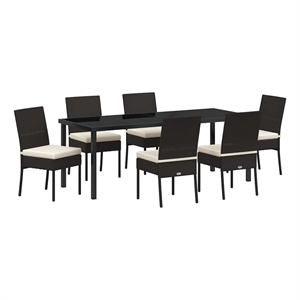 vidaXL Garden Dining Set 7 pcs Black Powder-Coated Steel