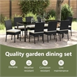 vidaXL Garden Dining Set 9 pcs Black Powder-Coated Steel