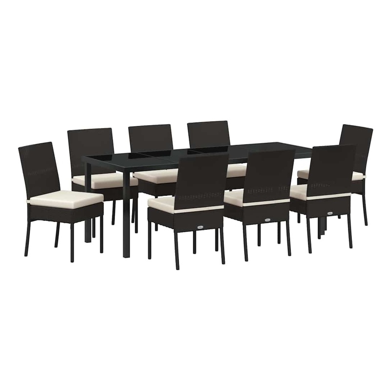 vidaXL Garden Dining Set 9 pcs Black Powder-Coated Steel
