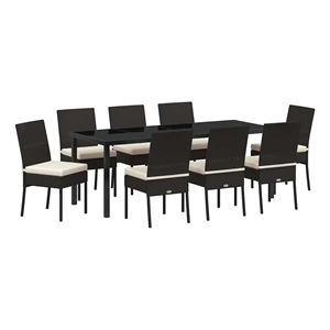 vidaXL Garden Dining Set 9 pcs Black Powder-Coated Steel