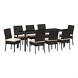 vidaXL Garden Dining Set 9 pcs Black Powder-Coated Steel