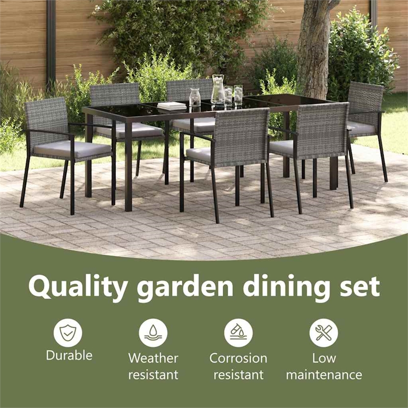 vidaXL Garden Dining Set 6 pcs Grey Powder-Coated Steel