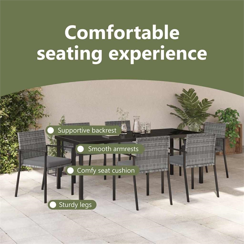 vidaXL Garden Dining Set 6 pcs Grey Powder-Coated Steel