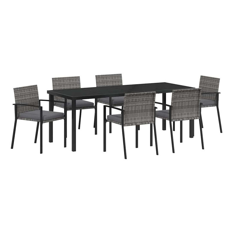 vidaXL Garden Dining Set 6 pcs Grey Powder-Coated Steel