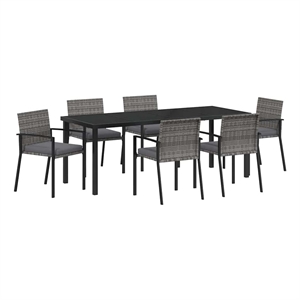 vidaXL Garden Dining Set 6 pcs Grey Powder-Coated Steel