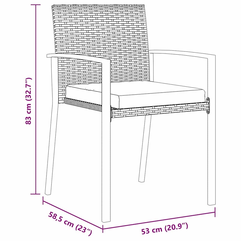 vidaXL Garden Dining Set 9 pcs Grey Powder-Coated Steel